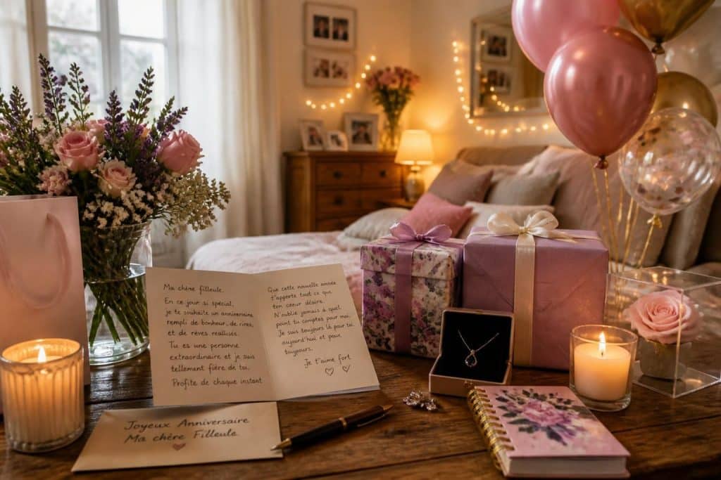 découvrez des idées originales et des touches personnelles pour écrire un texte d'anniversaire unique à votre filleule, qui rendra ce moment inoubliable.